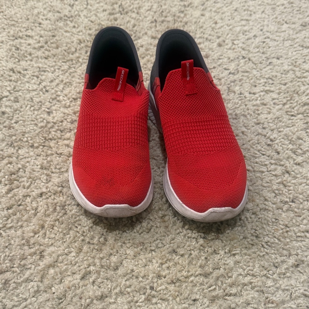 Skechers Red and Black Slip-On Sneakers